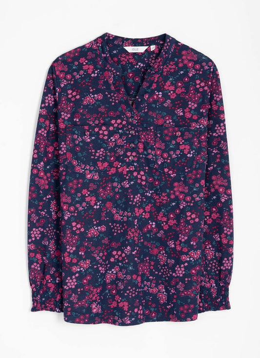  Ditsy Floral Print Jersey Blouse