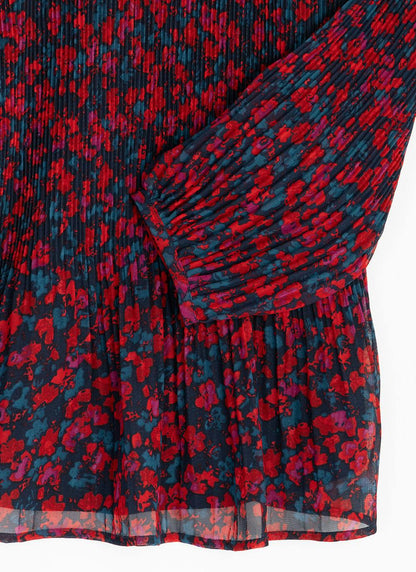  Pleated Ditsy Floral Top