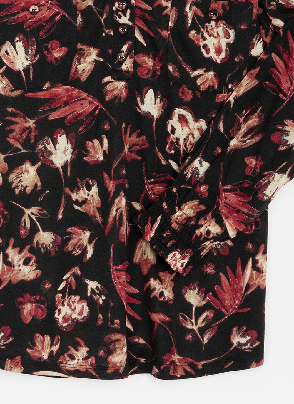  Floral Print Jersey Blouse