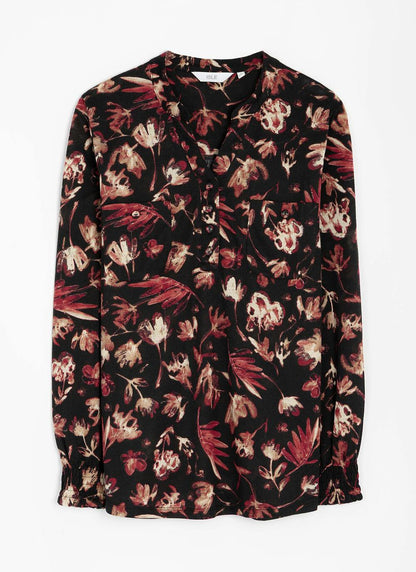  Floral Print Jersey Blouse