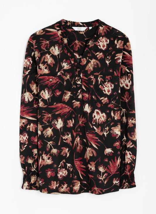  Floral Print Jersey Blouse