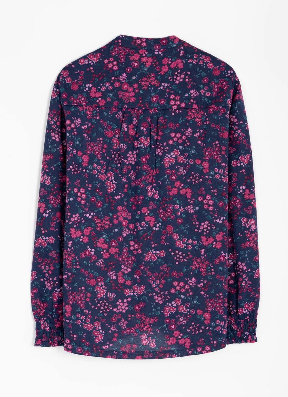  Ditsy Floral Print Jersey Blouse