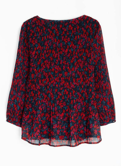  Pleated Ditsy Floral Top