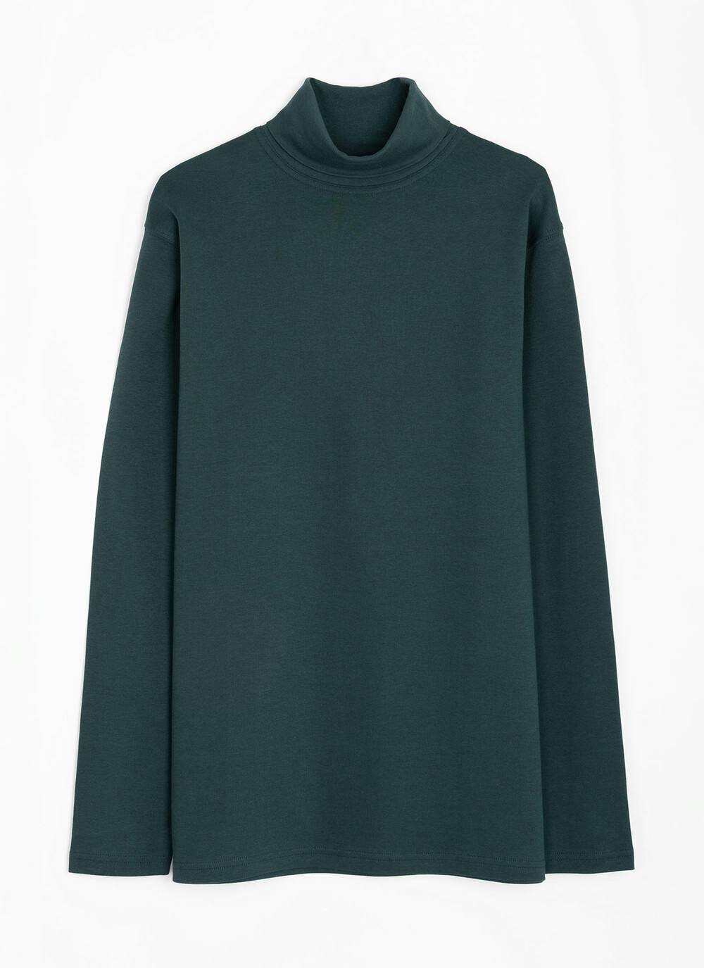  Pure Cotton Roll Neck Long Sleeve Top