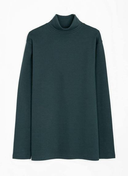  Pure Cotton Roll Neck Long Sleeve Top