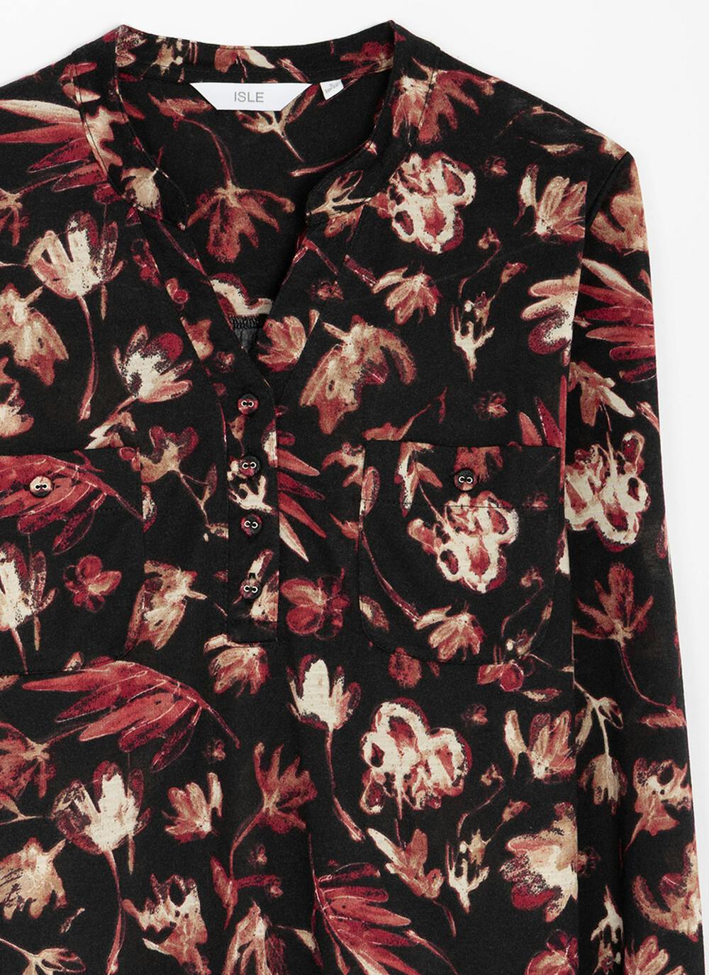  Floral Print Jersey Blouse
