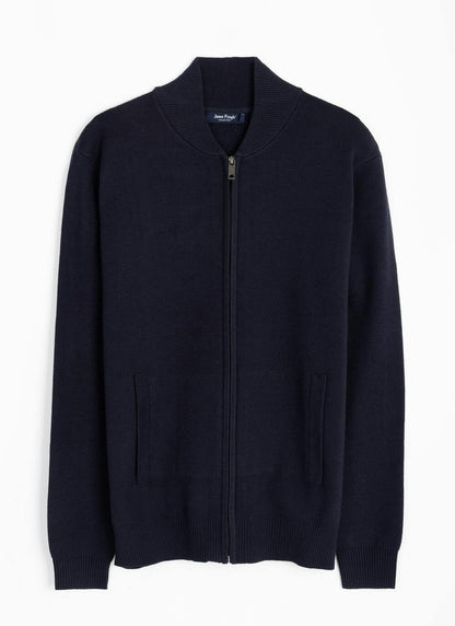  Cotton Rich Bomber Style Zip Cardigan