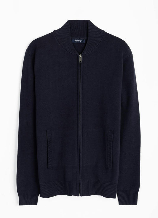  Cotton Rich Bomber Style Zip Cardigan