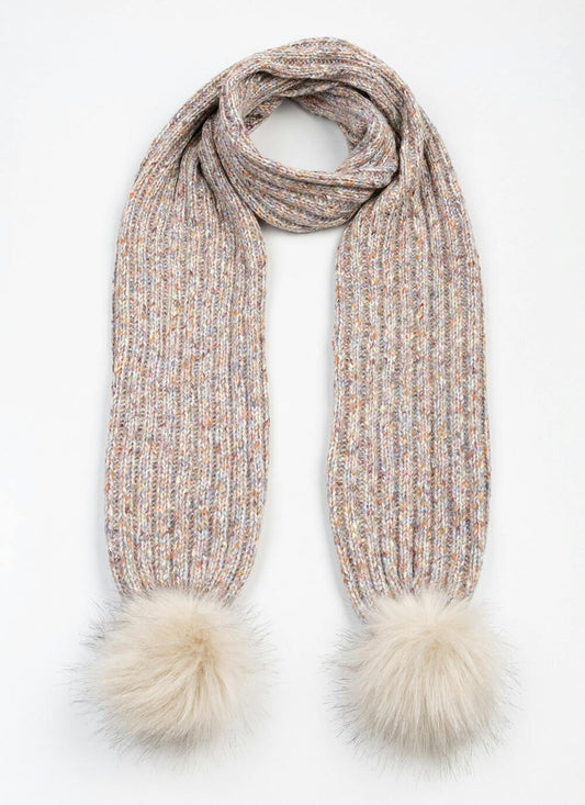  Knitted Wool Blend Pom Pom Scarf