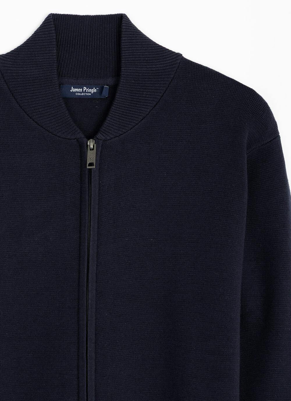  Cotton Rich Bomber Style Zip Cardigan