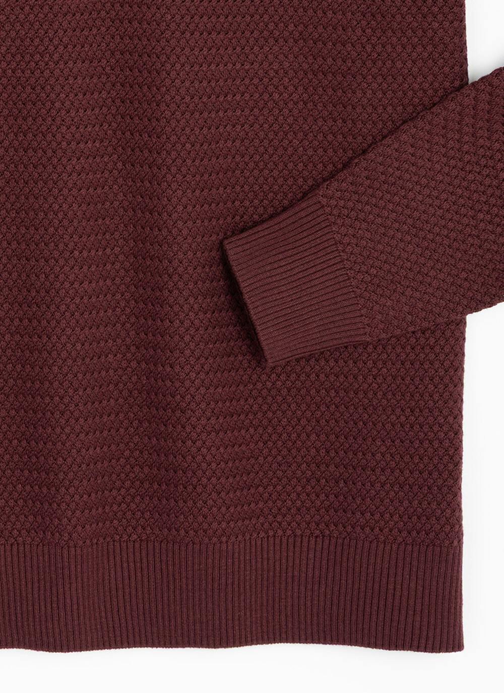  Cotton Rich Crew Neck Textured Jumper