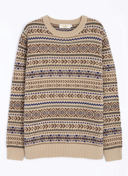  Fairisle Crew Neck Jumper With Wool