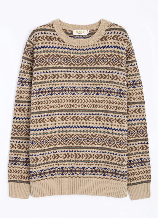  Fairisle Crew Neck Jumper With Wool