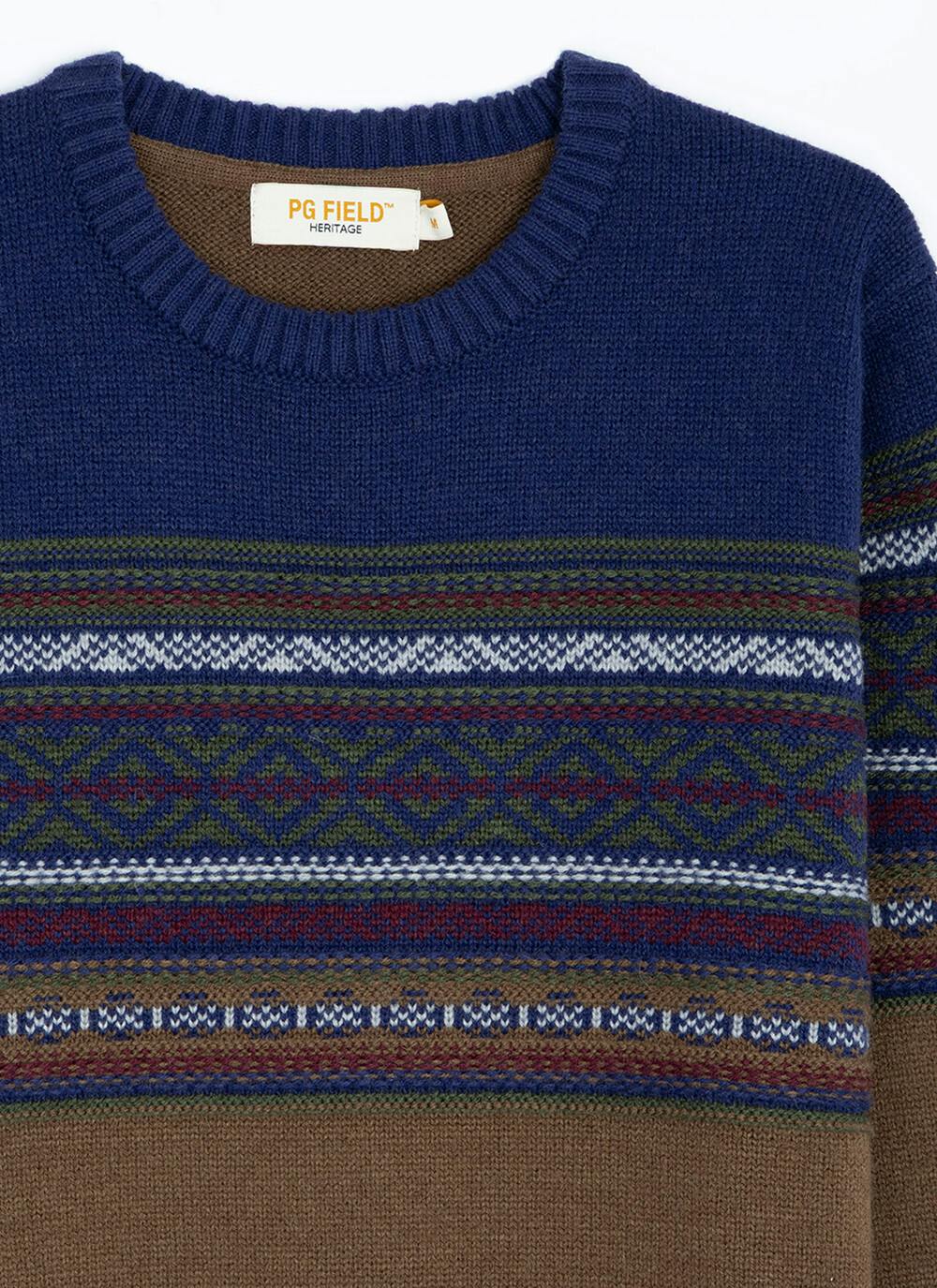  Fairisle Yoke Crew Neck Jumper With Wool