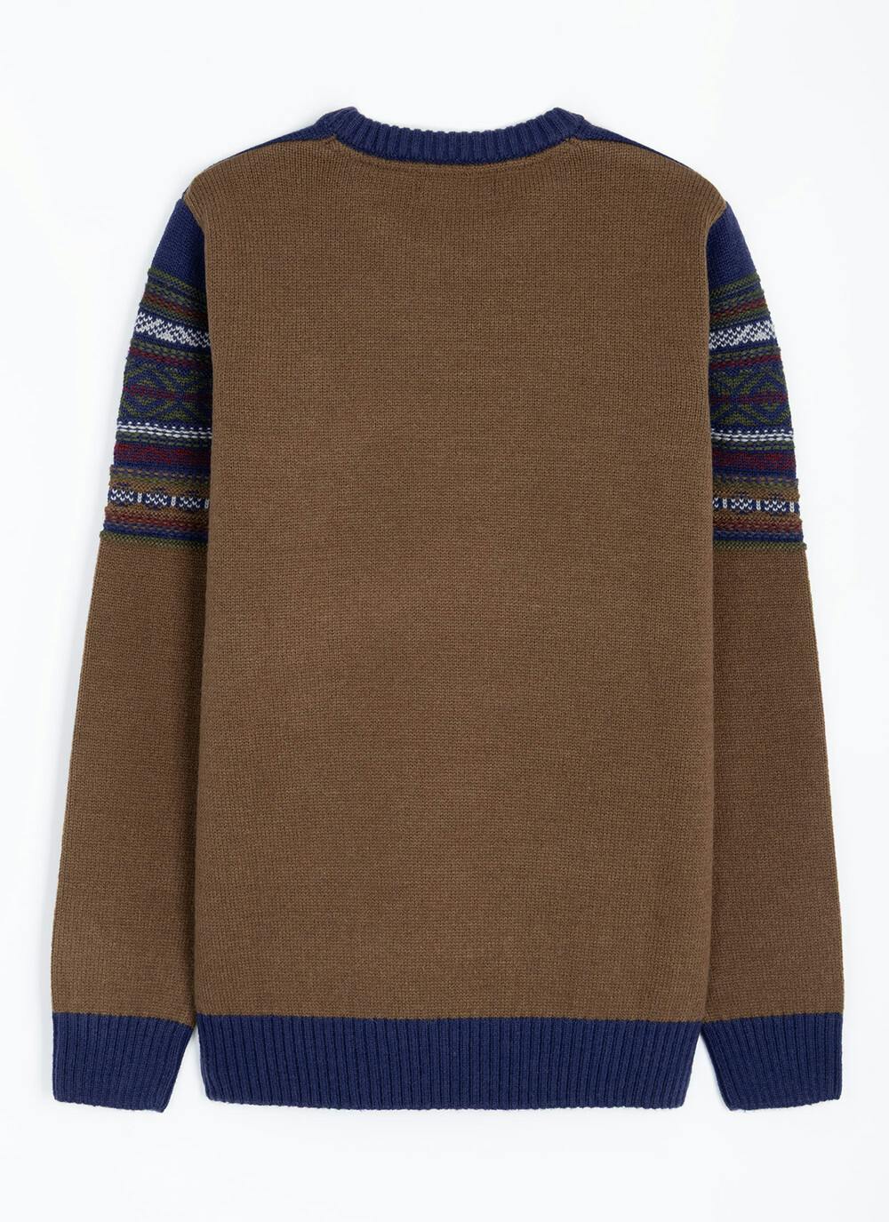  Fairisle Yoke Crew Neck Jumper With Wool