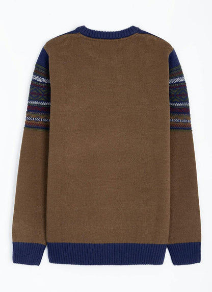  Fairisle Yoke Crew Neck Jumper With Wool