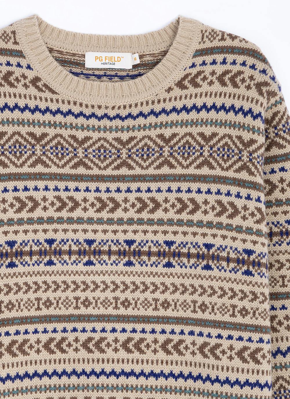  Fairisle Crew Neck Jumper With Wool