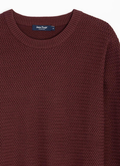  Cotton Rich Crew Neck Textured Jumper