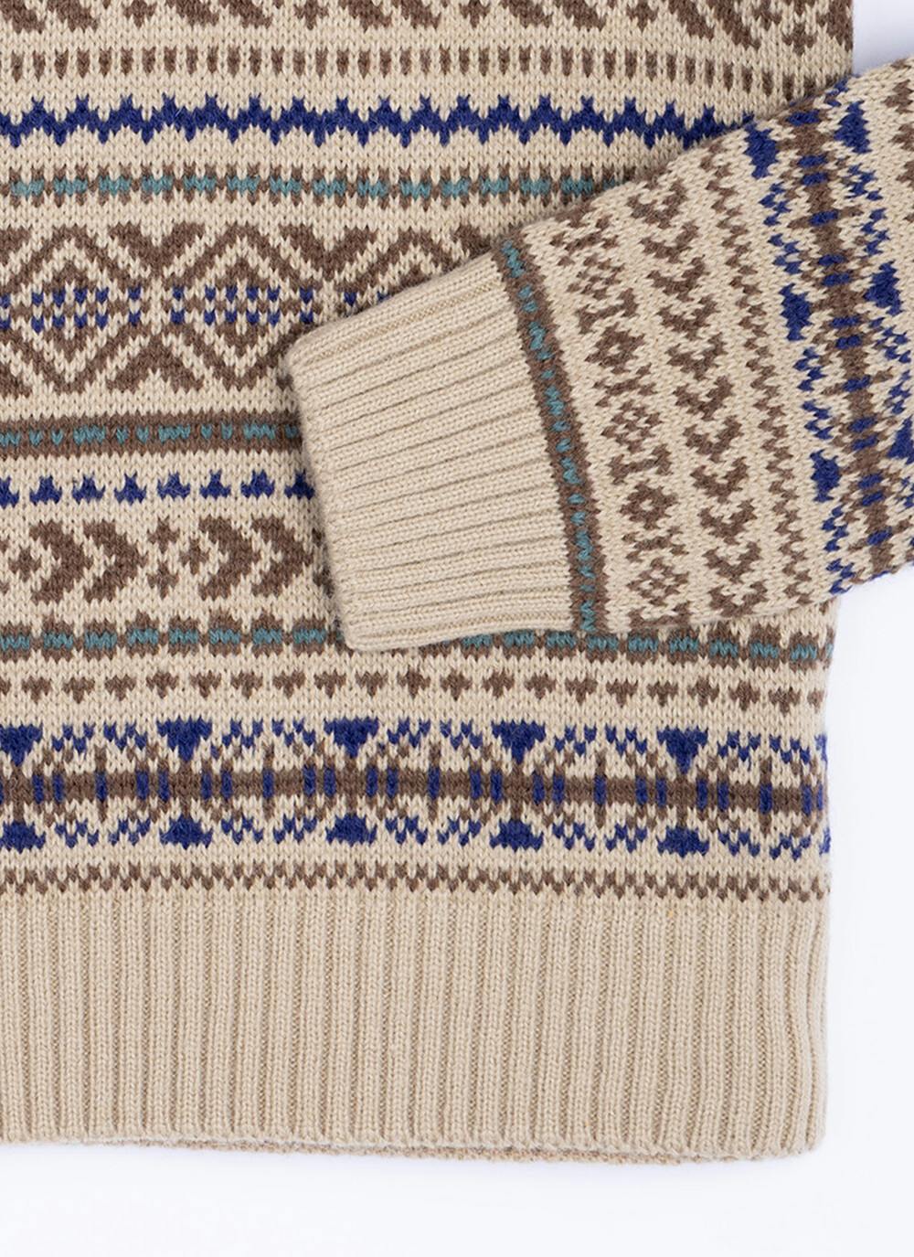  Fairisle Crew Neck Jumper With Wool