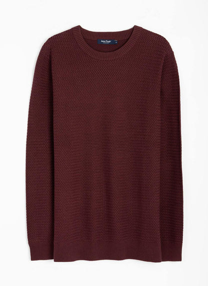  Cotton Rich Crew Neck Textured Jumper