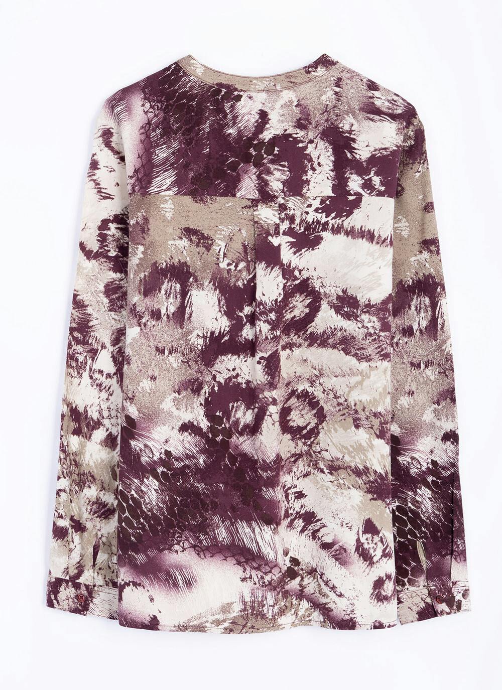  Notch Neck Printed Blouse