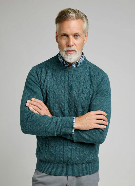  100% Lambswool Crew Neck Cable Jumper