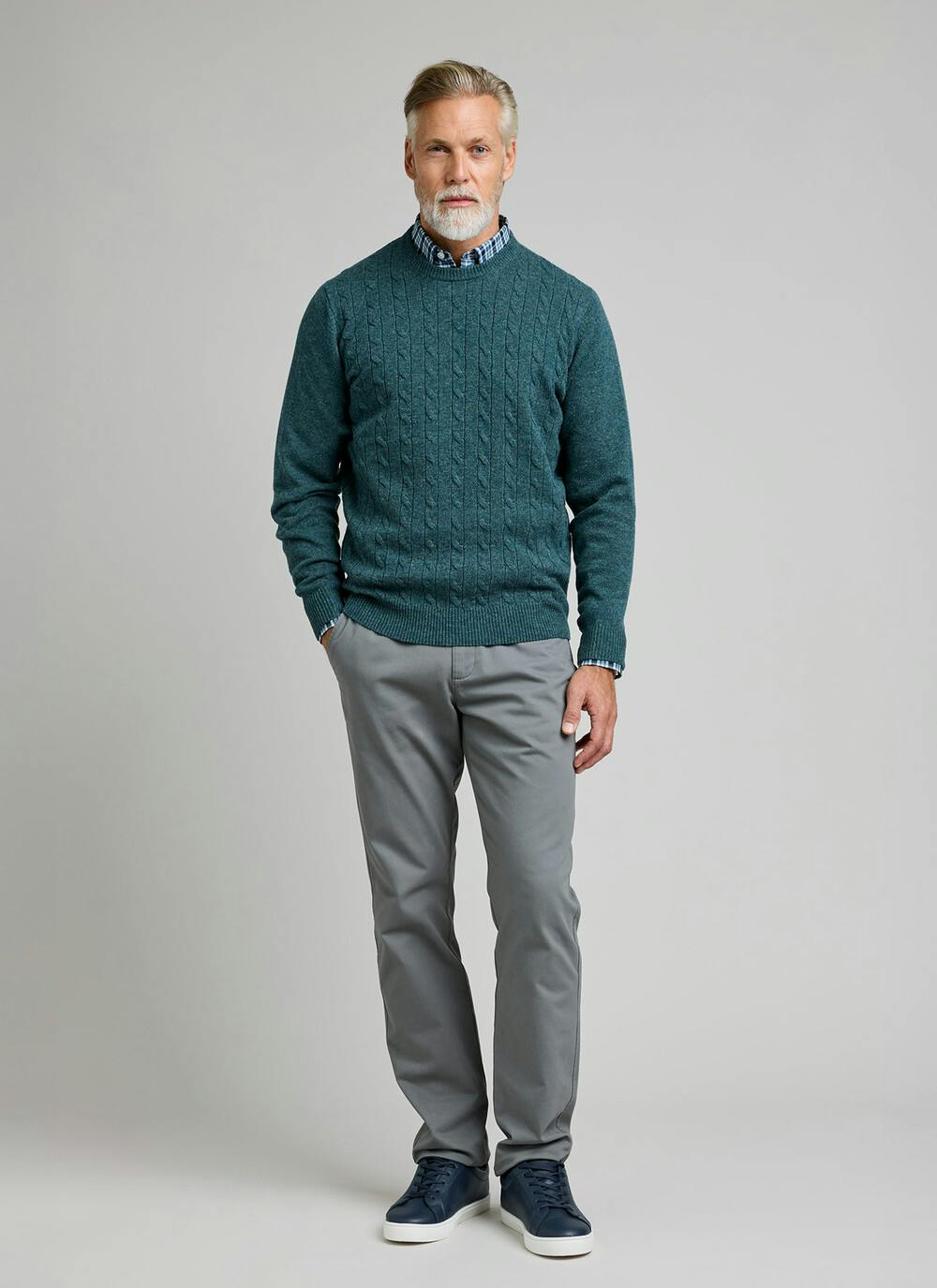  100% Lambswool Crew Neck Cable Jumper