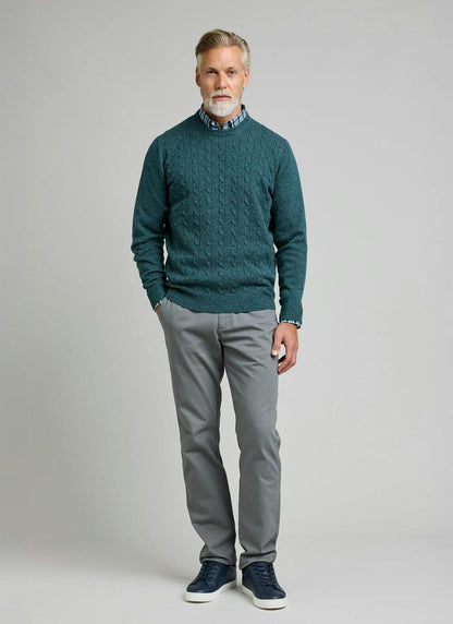  100% Lambswool Crew Neck Cable Jumper