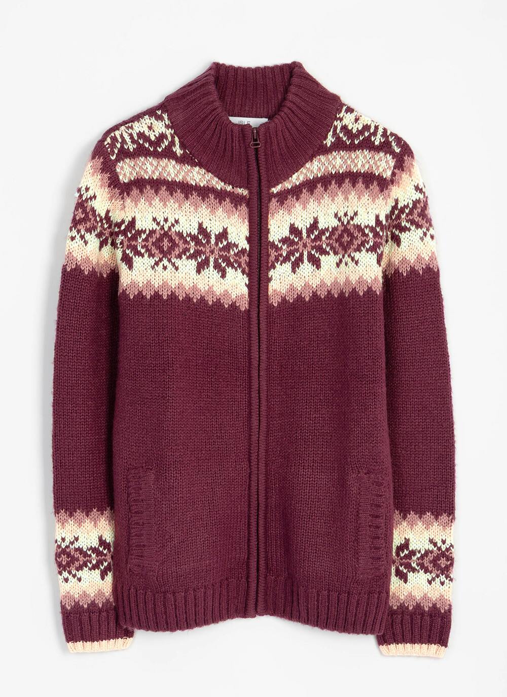  Fairisle Funnel Neck Cardigan