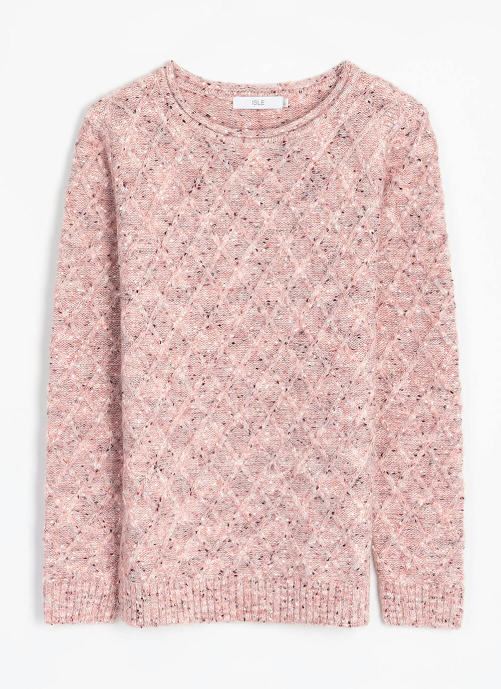  Lattice Nep Knit Crew Neck Jumper