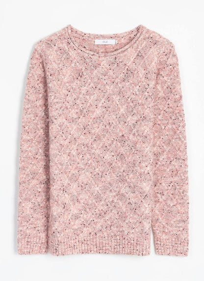  Lattice Nep Knit Crew Neck Jumper