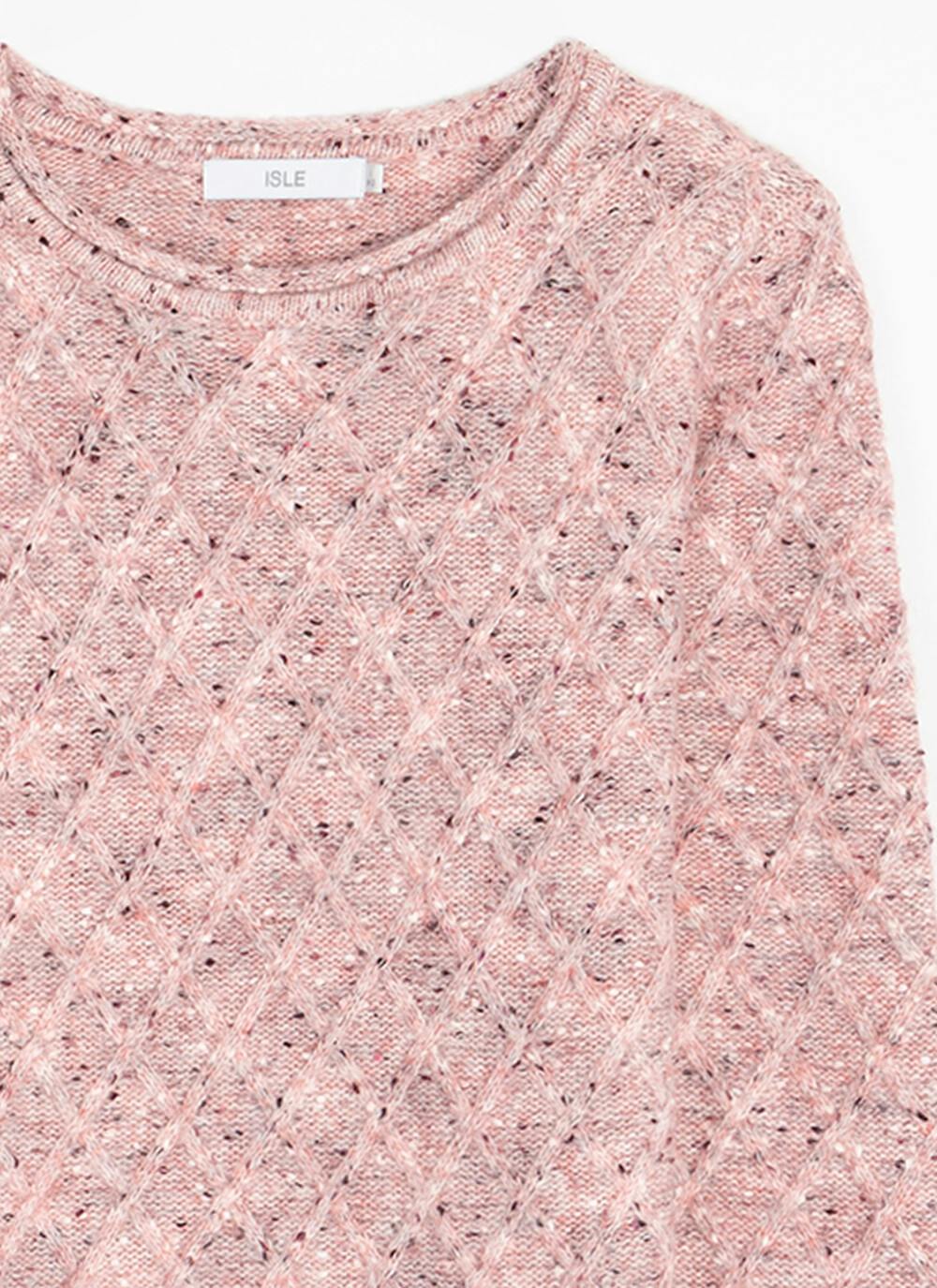  Lattice Nep Knit Crew Neck Jumper