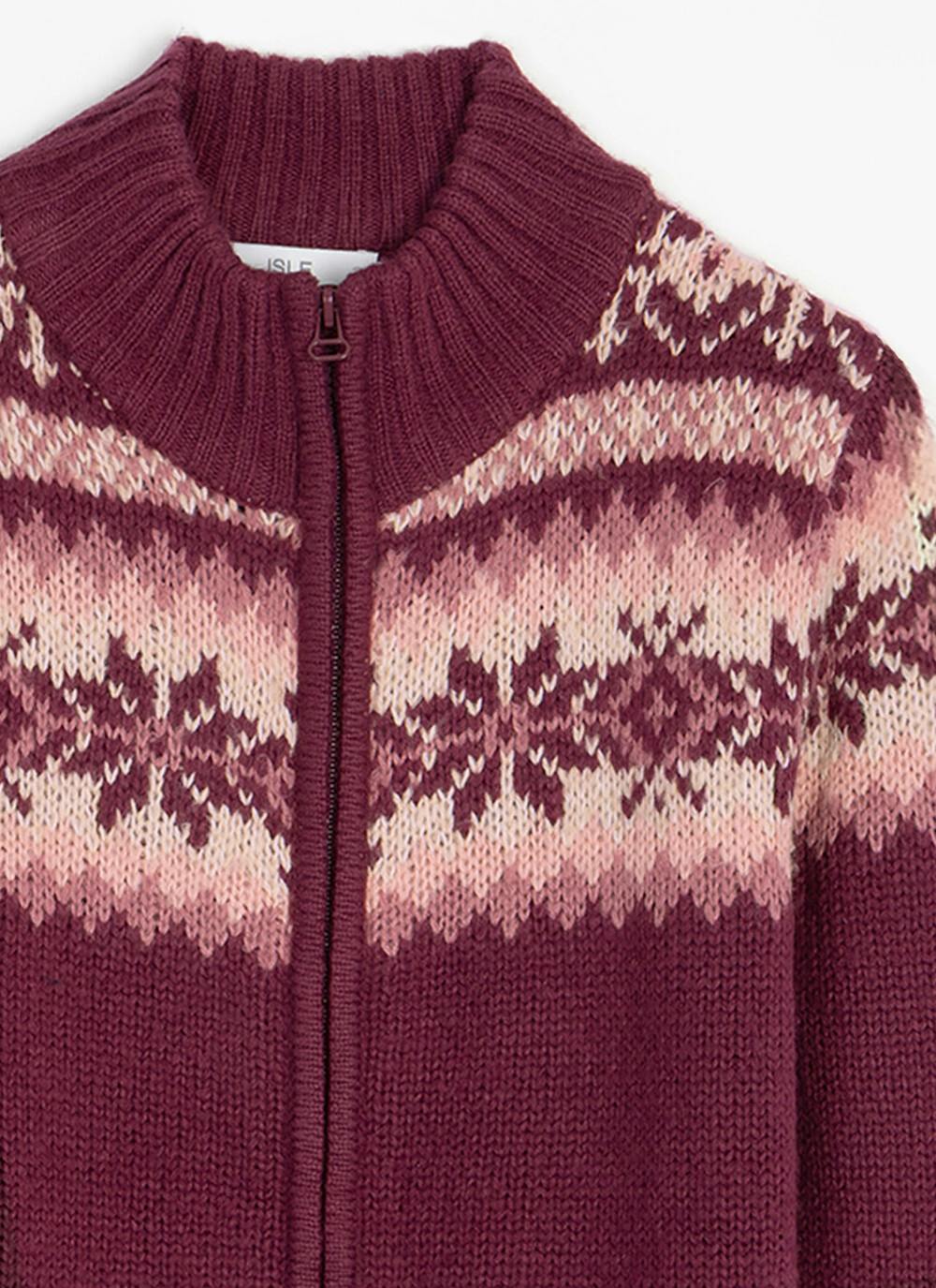  Fairisle Funnel Neck Cardigan