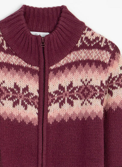  Fairisle Funnel Neck Cardigan