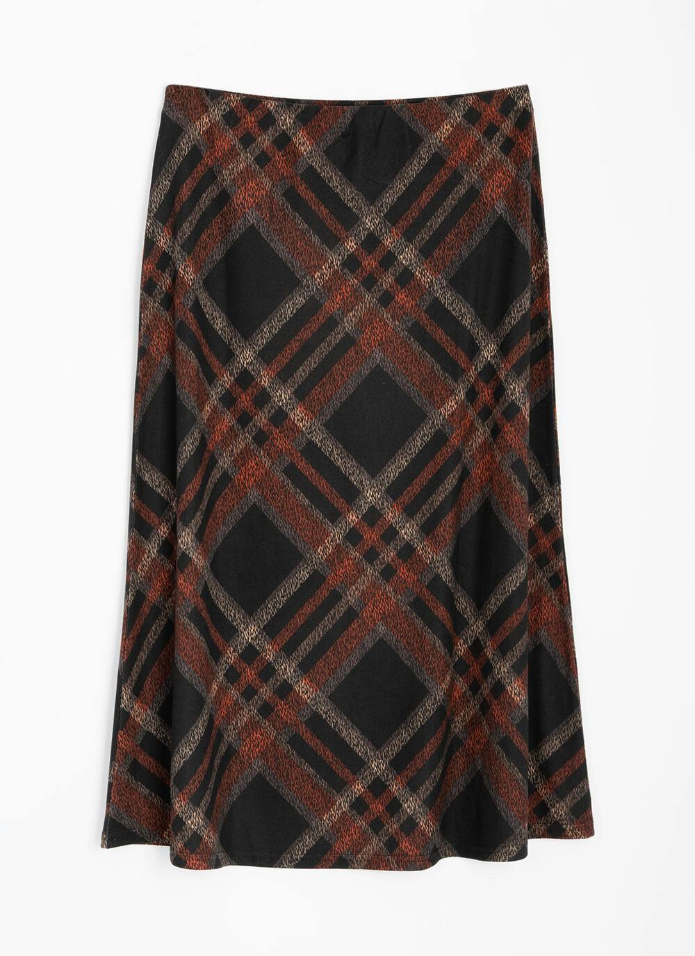  Warm Handle Checked Midi Skirt