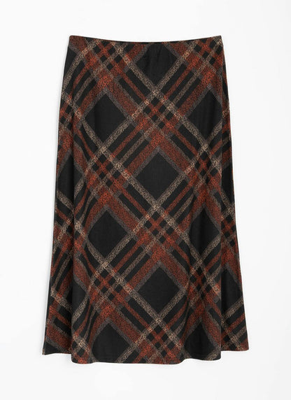  Warm Handle Checked Midi Skirt