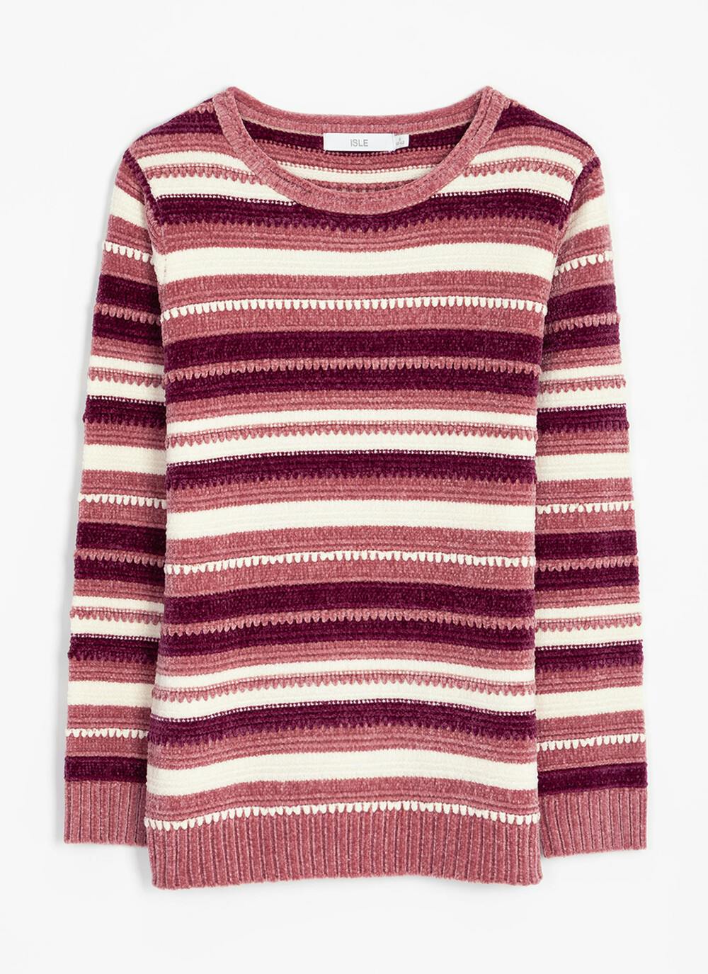  Chenille Striped Crew Neck Jumper