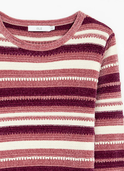 Chenille Striped Crew Neck Jumper
