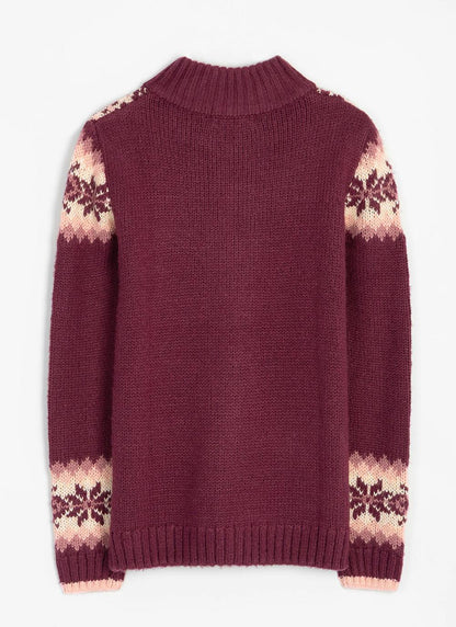  Fairisle Funnel Neck Cardigan
