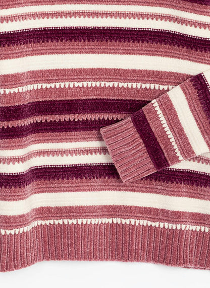  Chenille Striped Crew Neck Jumper