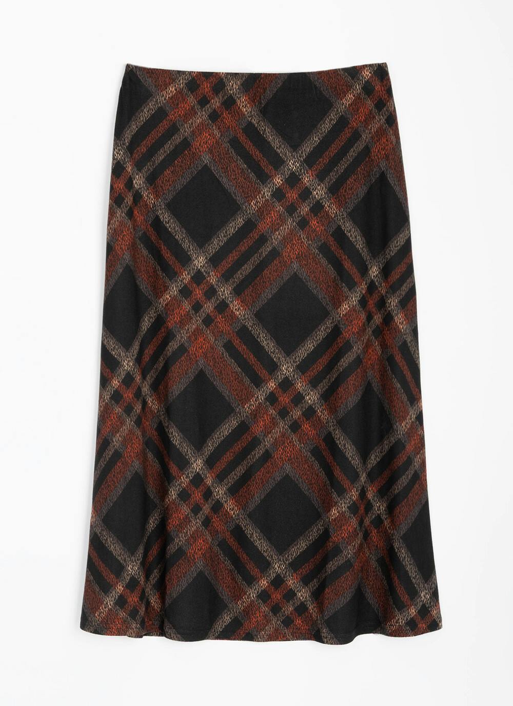  Warm Handle Checked Midi Skirt