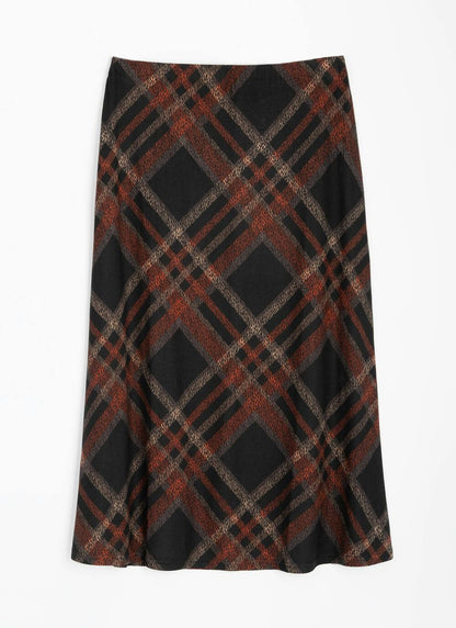  Warm Handle Checked Midi Skirt