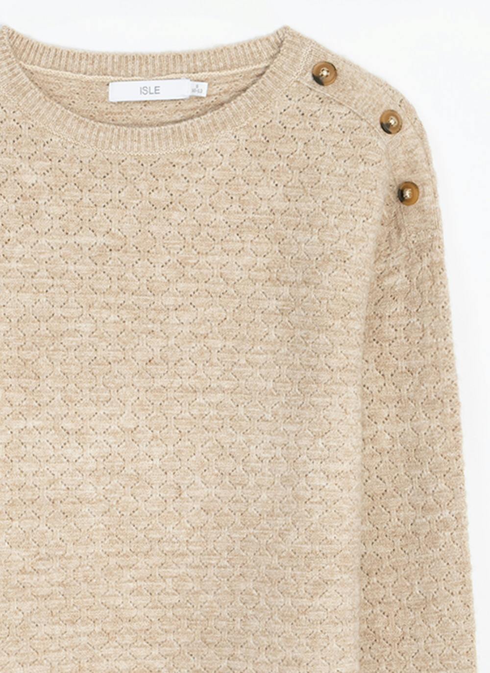  Soft Touch Button Detail Crew Neck Jumper