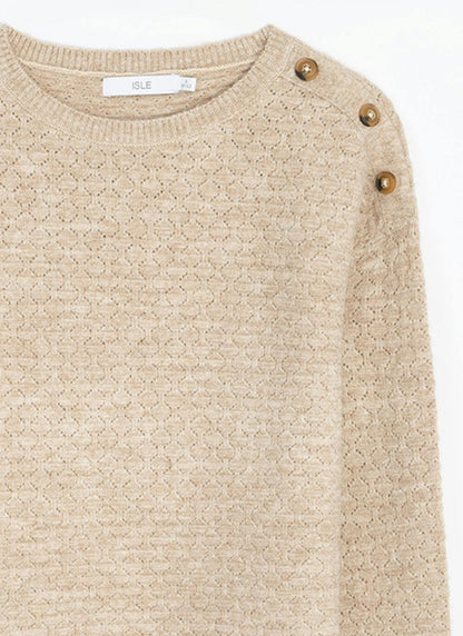  Soft Touch Button Detail Crew Neck Jumper