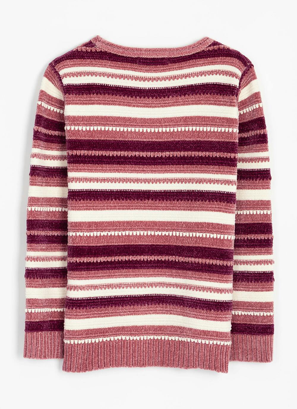  Chenille Striped Crew Neck Jumper