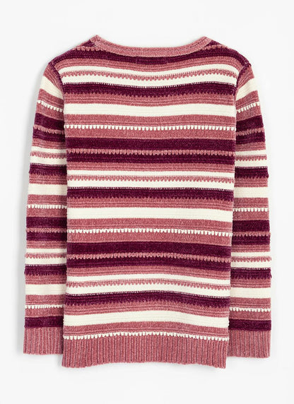  Chenille Striped Crew Neck Jumper