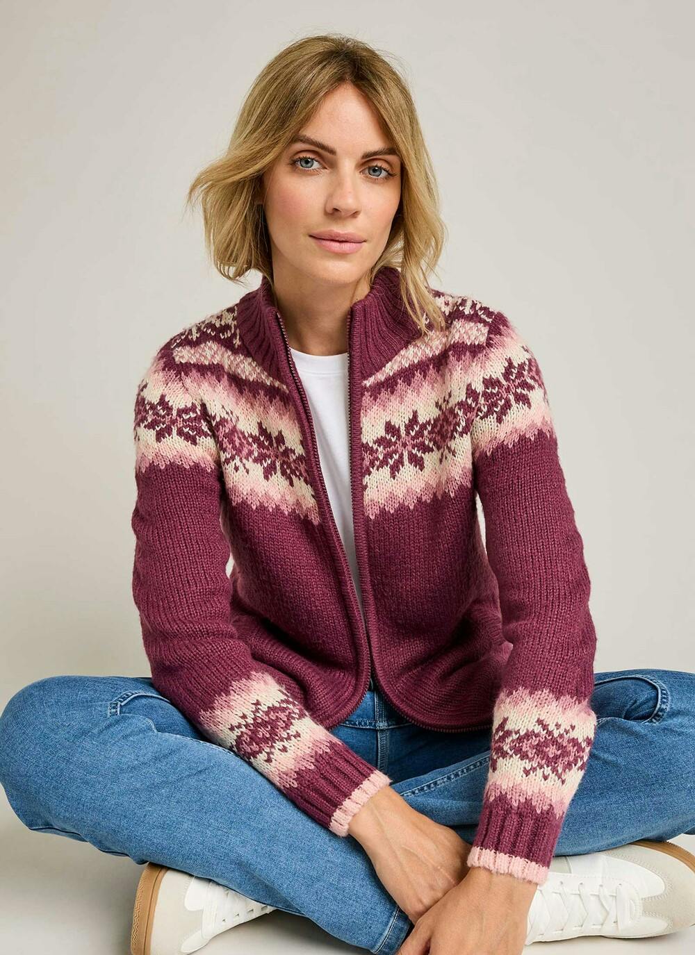  Fairisle Funnel Neck Cardigan