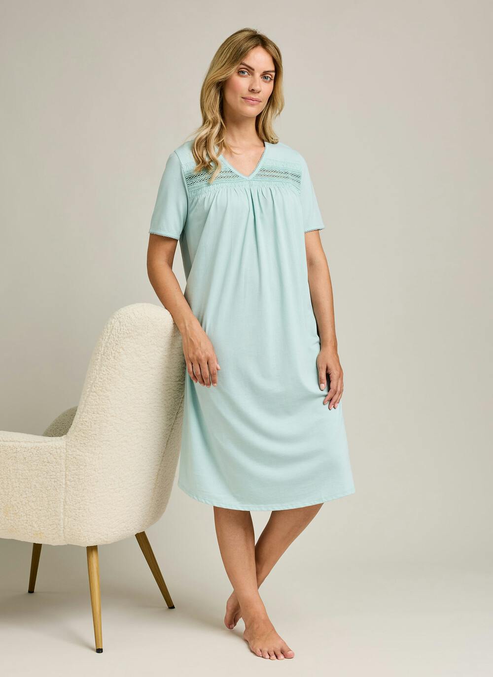  Cotton Rich Lace Trim Nightdress