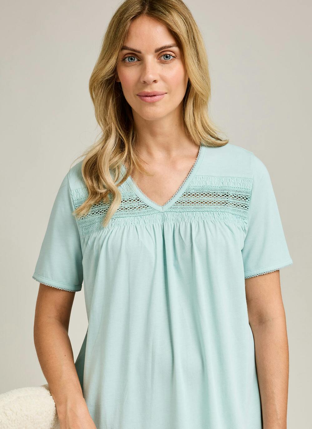  Cotton Rich Lace Trim Nightdress