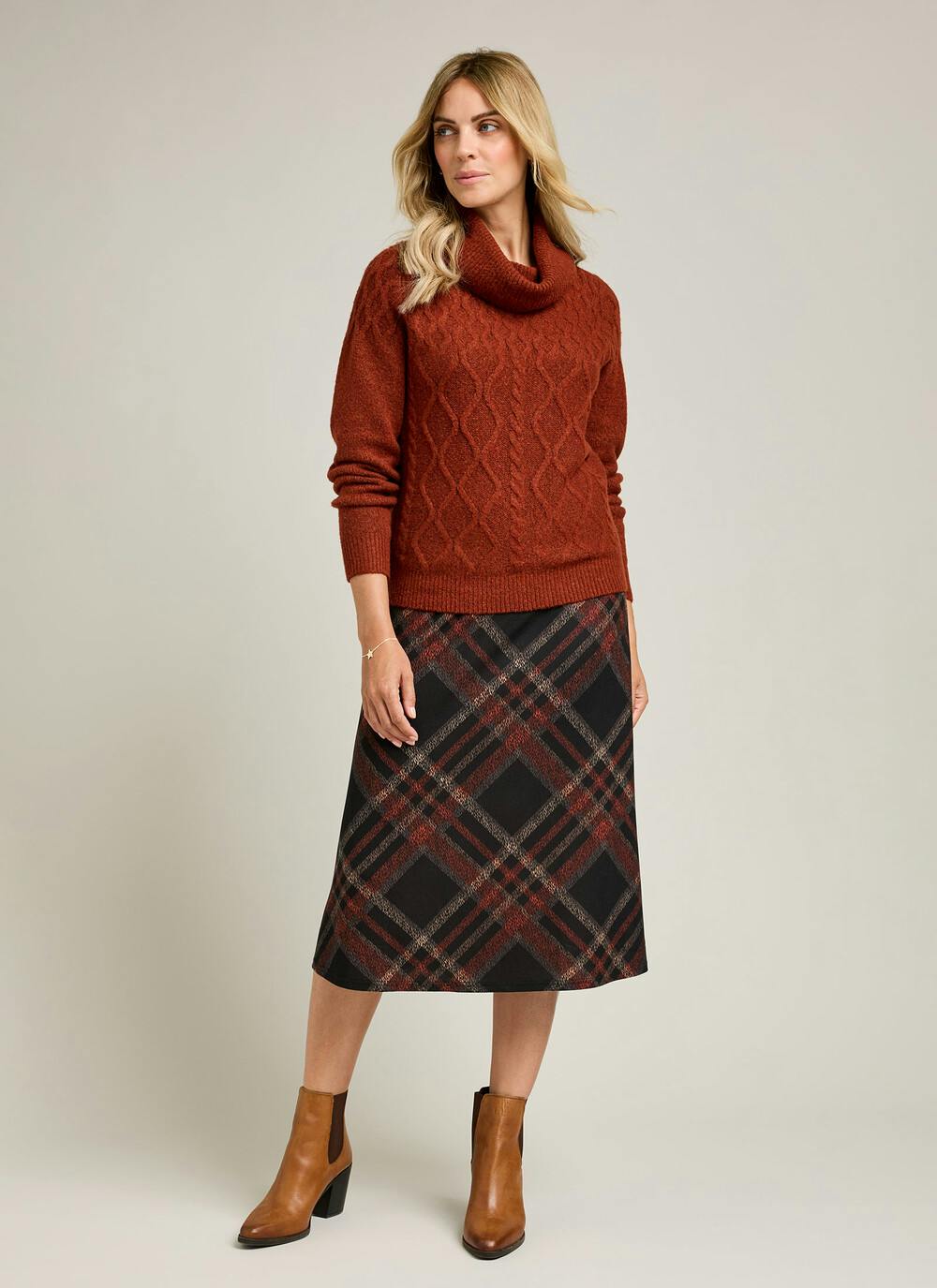  Cable Knit Cowl Neck Jumper